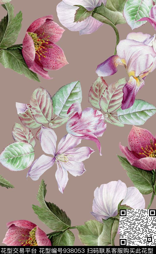 植物素雅数码华亿平台数码印花华亿平台下载（图片编号: 938053） - 瓦栏（Walan）