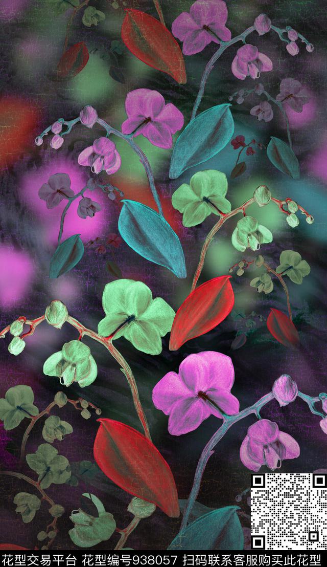 花卉炫彩好看数码印花华亿平台下载（图片编号: 938057） - 瓦栏（Walan）