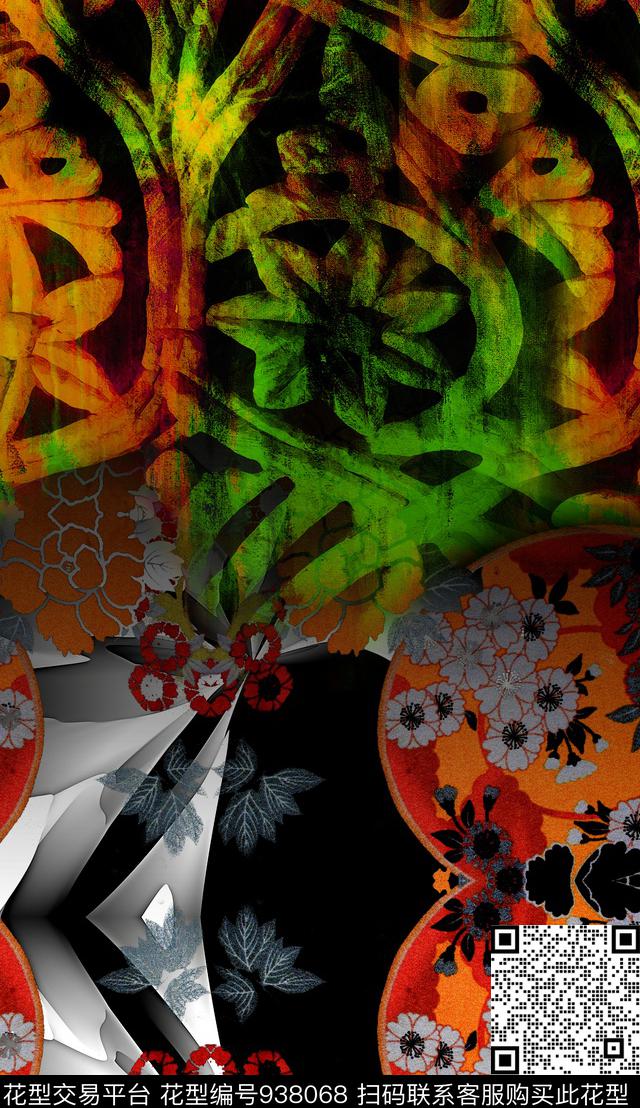 波西米亚大大花纹数码印花华亿平台下载（图片编号: 938068） - 瓦栏（Walan）