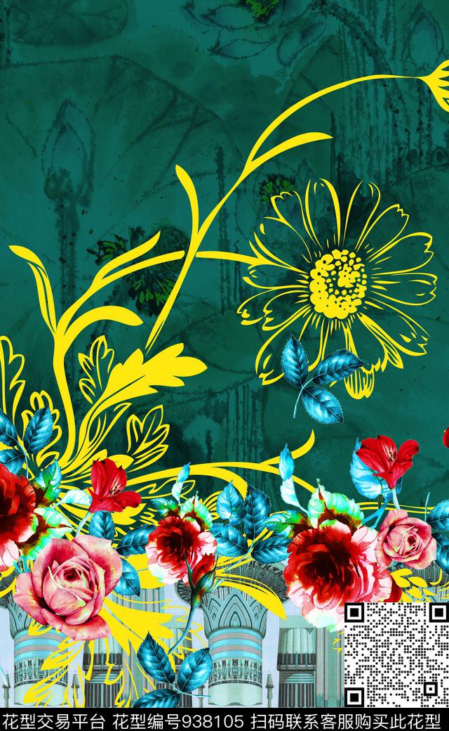 数码华亿平台民族风定位花数码印花华亿平台下载（图片编号: 938105） - 瓦栏（Walan）