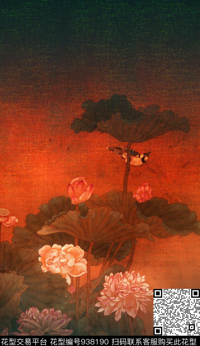 国画手绘花卉中国风数码印花华亿平台下载（图片编号: 938190） - 瓦栏（Walan）