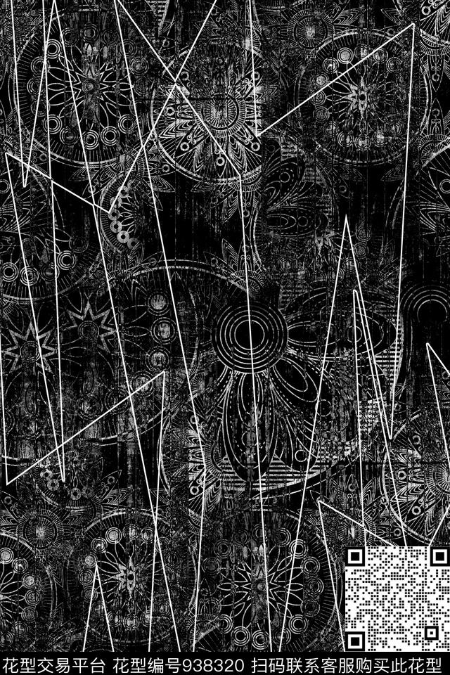 抽象几何拔印数码印花华亿平台下载（图片编号: 938320） - 瓦栏（Walan）