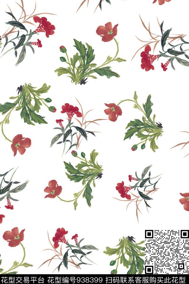 数码华亿平台小碎花白底花数码印花华亿平台下载（图片编号: 938399） - 瓦栏（Walan）