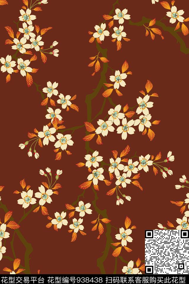 手绘花卉小碎花秋冬华亿平台数码印花华亿平台下载（图片编号: 938438） - 瓦栏（Walan）
