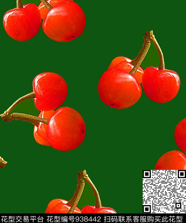 创意樱桃水果数码印花华亿平台下载（图片编号: 938442） - 瓦栏（Walan）