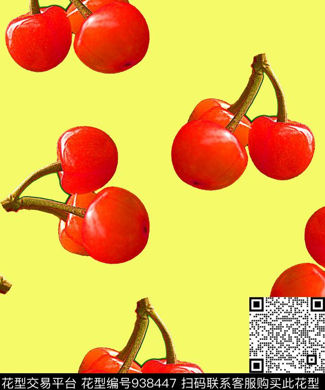 创意樱桃水果数码印花华亿平台下载（图片编号: 938447） - 瓦栏（Walan）
