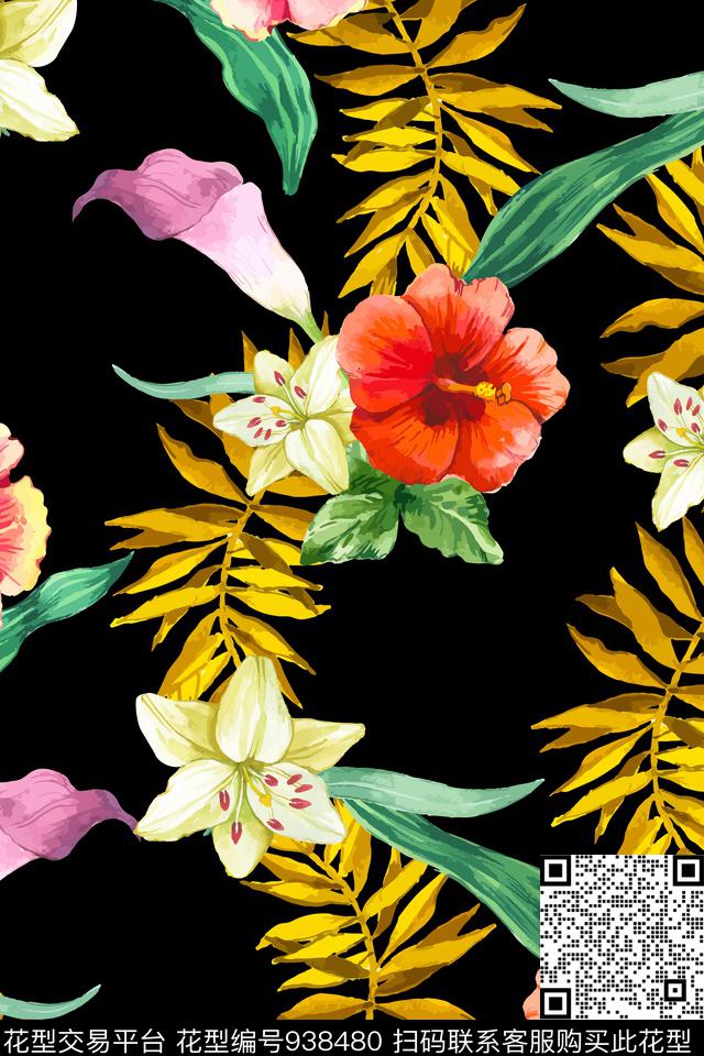 趣味女装花卉数码印花华亿平台下载（图片编号: 938480） - 瓦栏（Walan）