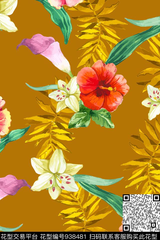趣味女装花卉数码印花华亿平台下载（图片编号: 938481） - 瓦栏（Walan）