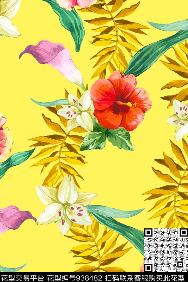 趣味女装花卉数码印花华亿平台下载（图片编号: 938482） - 瓦栏（Walan）