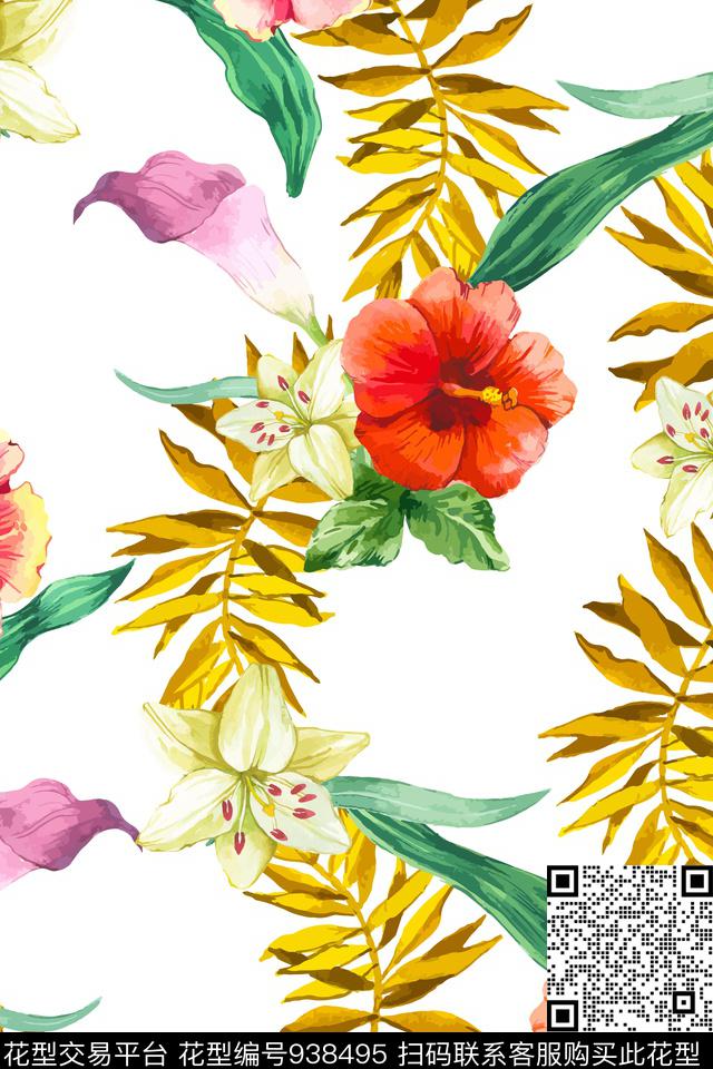 趣味女装花卉数码印花华亿平台下载（图片编号: 938495） - 瓦栏（Walan）