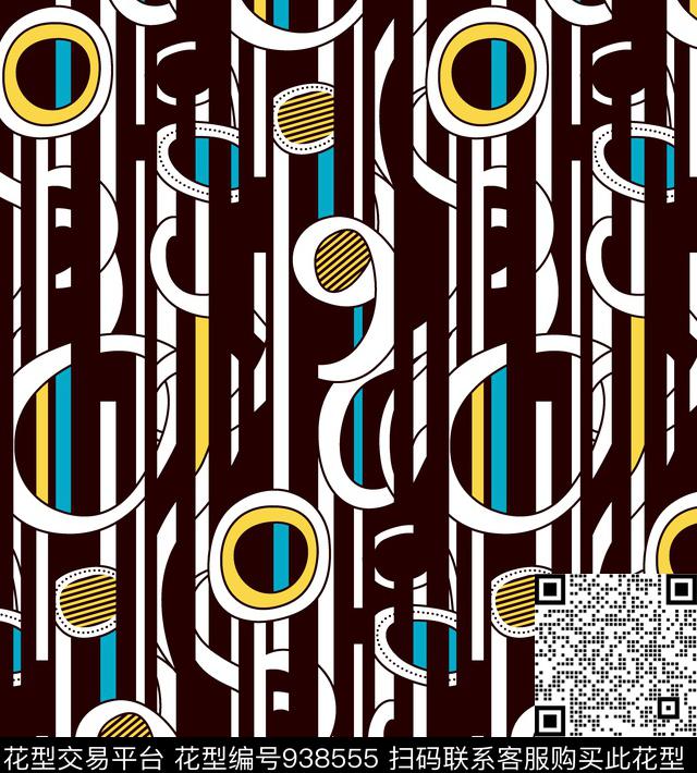 卡通线条花卉字母传统印花华亿平台下载（图片编号: 938555） - 瓦栏（Walan）