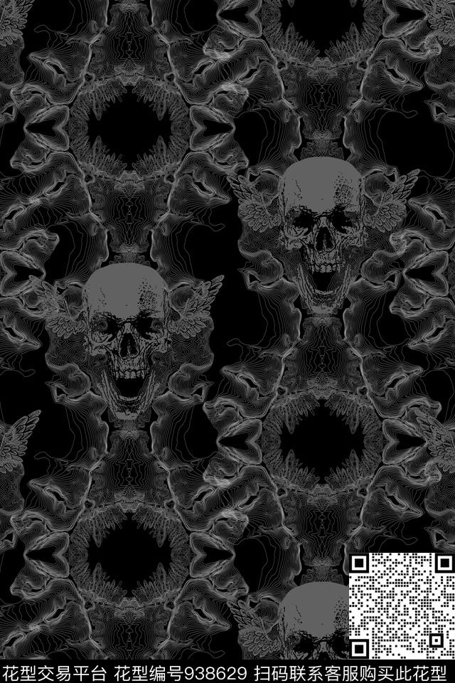 抽象男装黑白华亿平台数码印花华亿平台下载（图片编号: 938629） - 瓦栏（Walan）