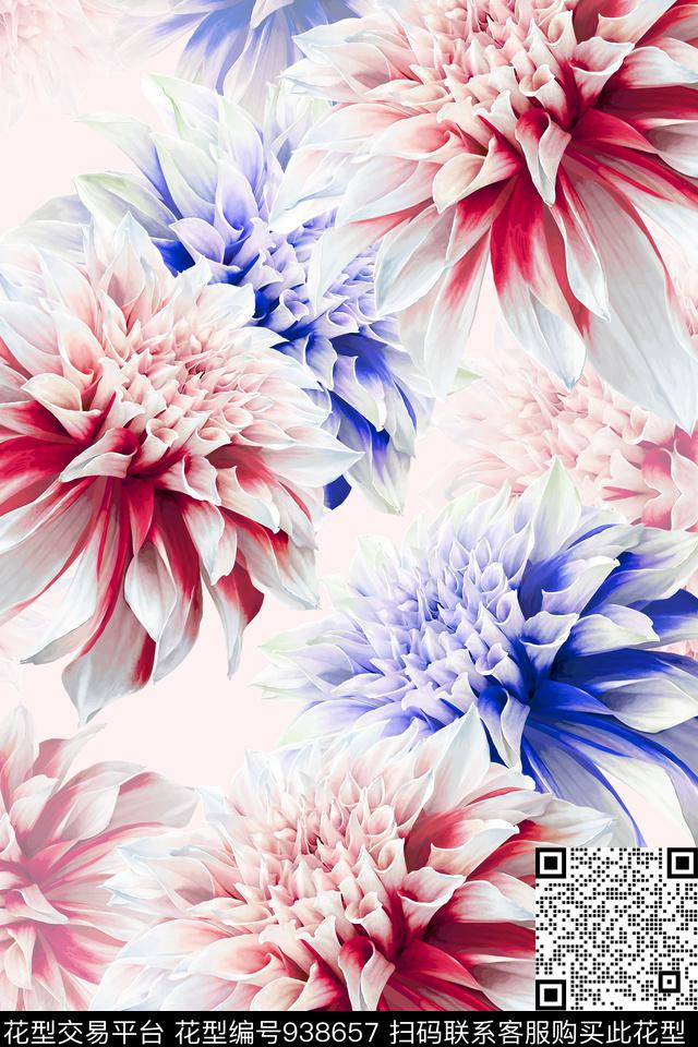 少女大花田园数码印花华亿平台下载（图片编号: 938657） - 瓦栏（Walan）