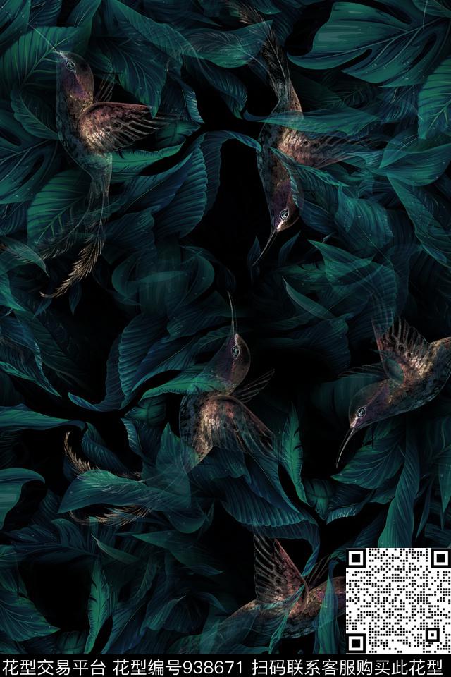 男装鸟/昆虫动物数码印花华亿平台下载（图片编号: 938671） - 瓦栏（Walan）