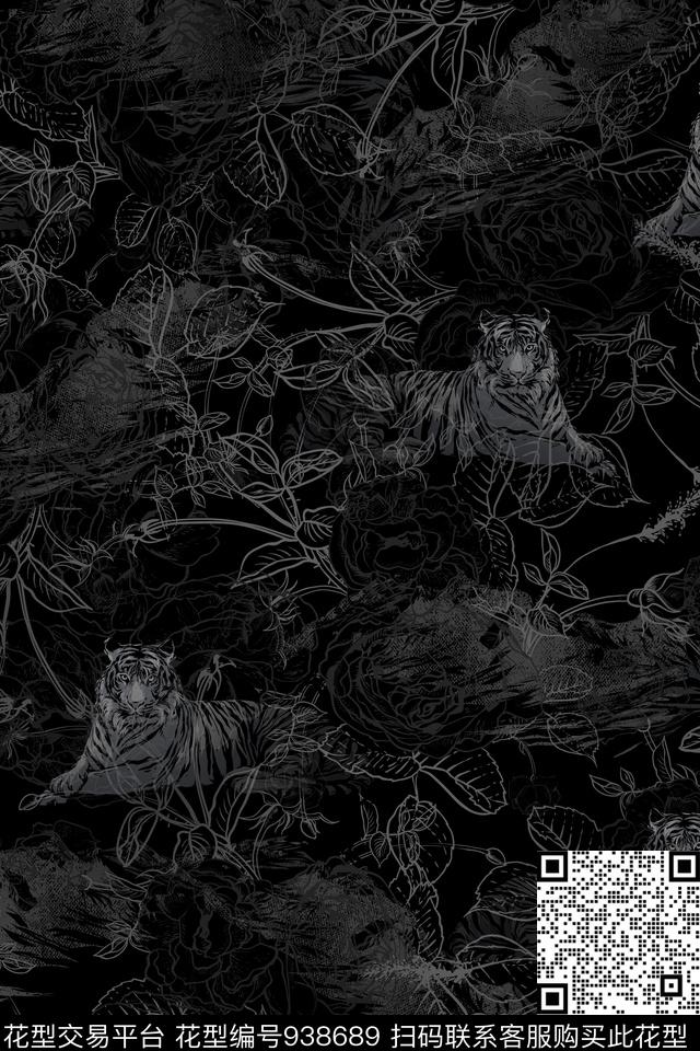 男装黑白华亿平台热带华亿平台数码印花华亿平台下载（图片编号: 938689） - 瓦栏（Walan）