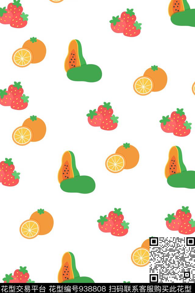 可爱水果清爽底花卉传统印花华亿平台下载（图片编号: 938808） - 瓦栏（Walan）