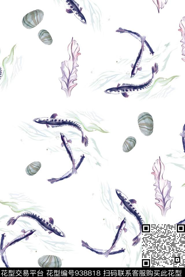 素雅水墨风手绘花卉数码印花华亿平台下载（图片编号: 938818） - 瓦栏（Walan）