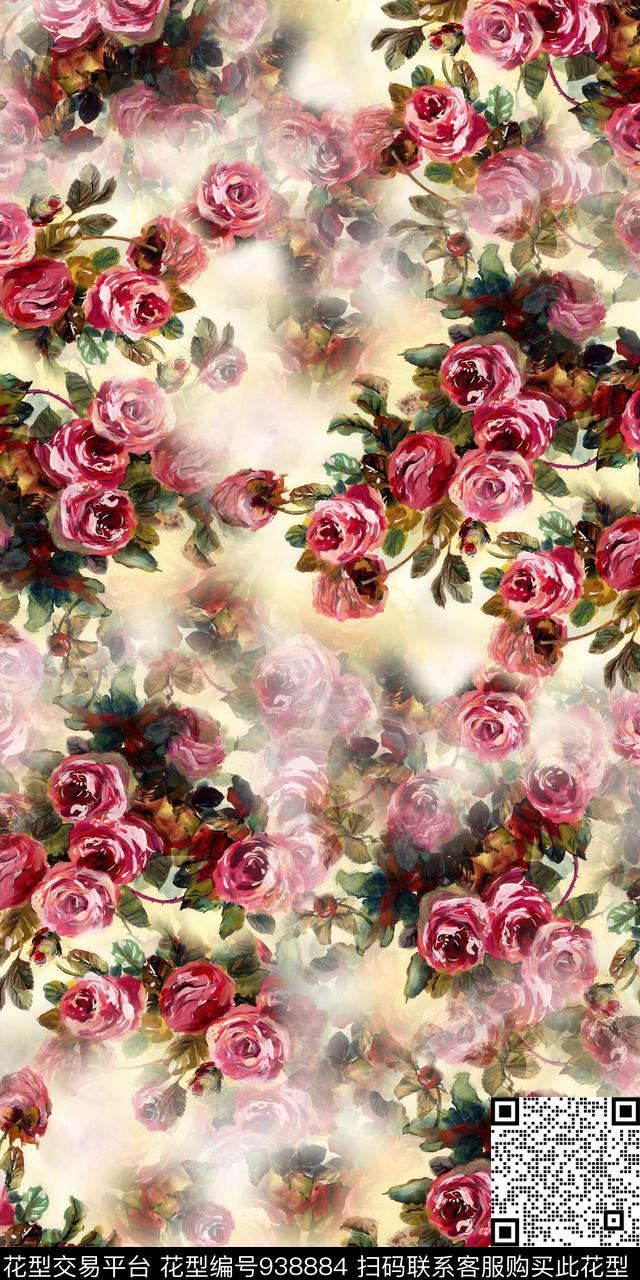 数码华亿平台花卉满版散花数码印花华亿平台下载（图片编号: 938884） - 瓦栏（Walan）