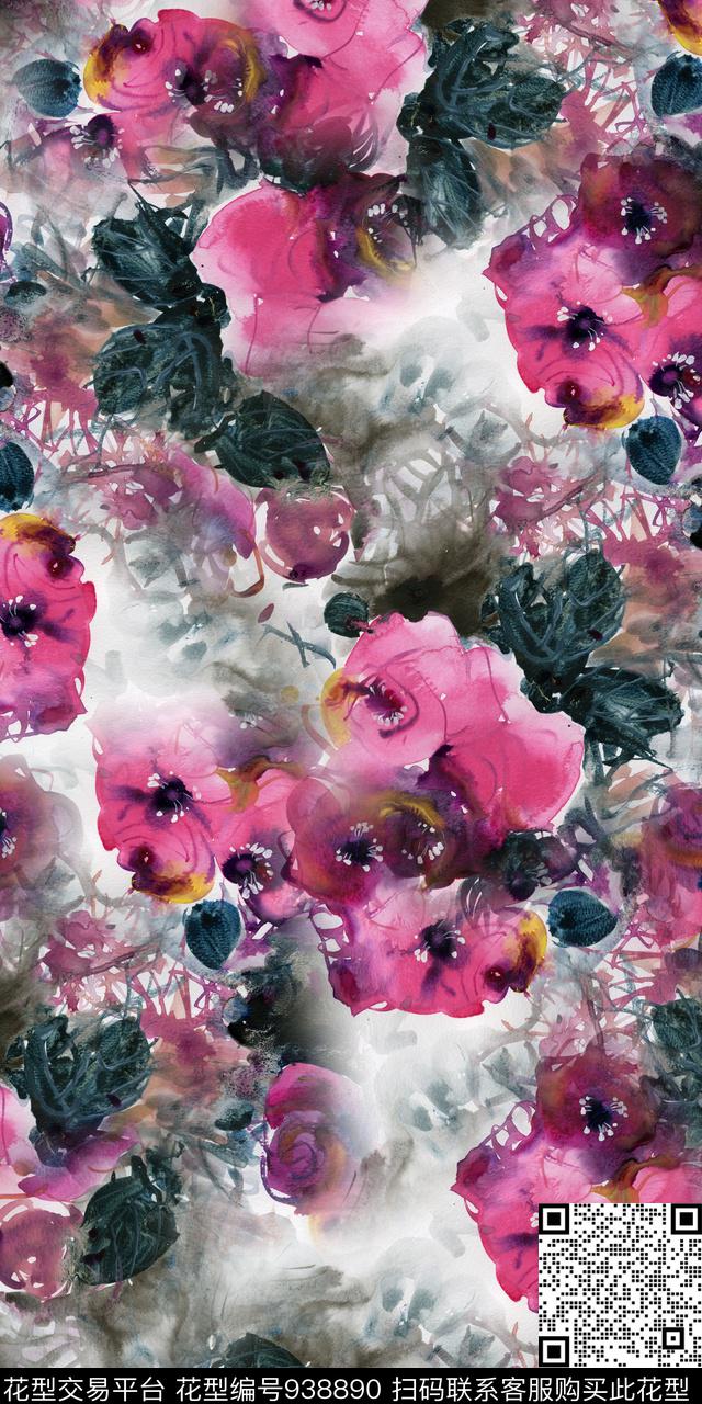 数码华亿平台花卉满版散花数码印花华亿平台下载（图片编号: 938890） - 瓦栏（Walan）
