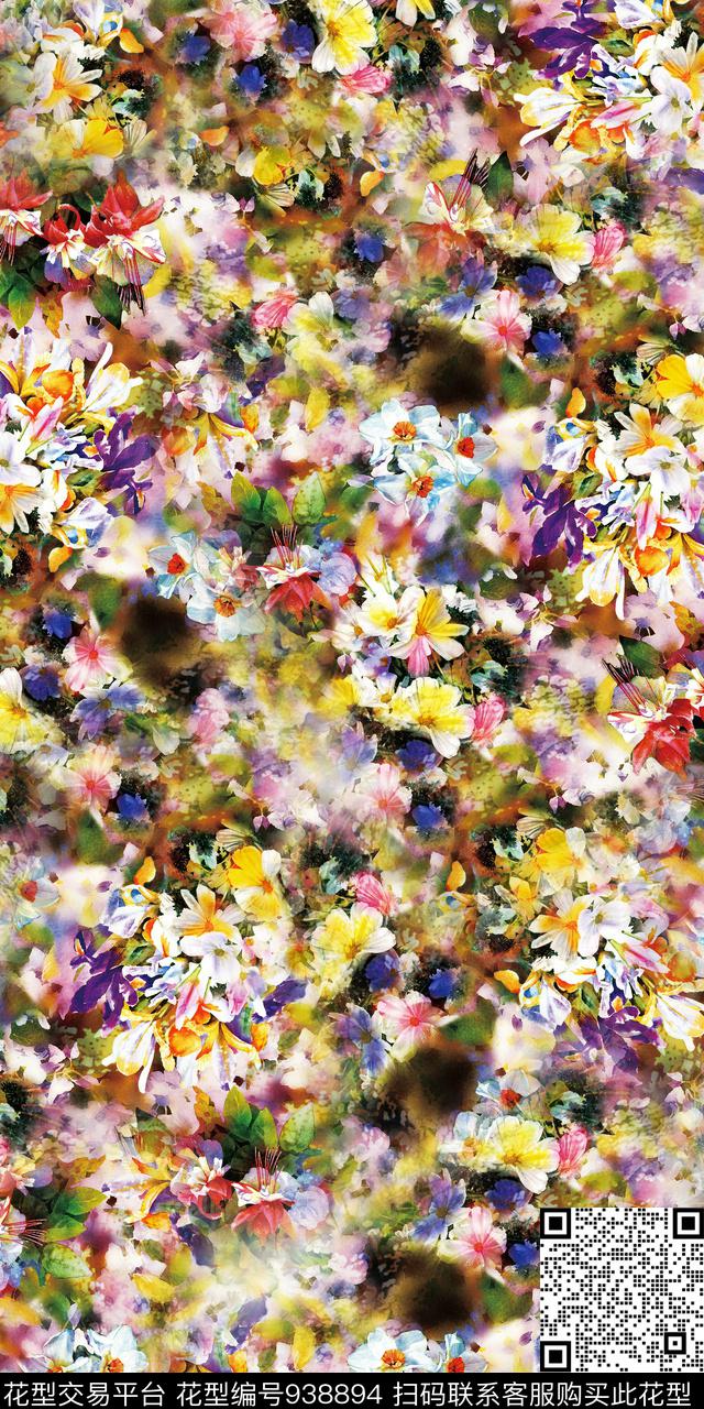 数码华亿平台花卉满版散花数码印花华亿平台下载（图片编号: 938894） - 瓦栏（Walan）