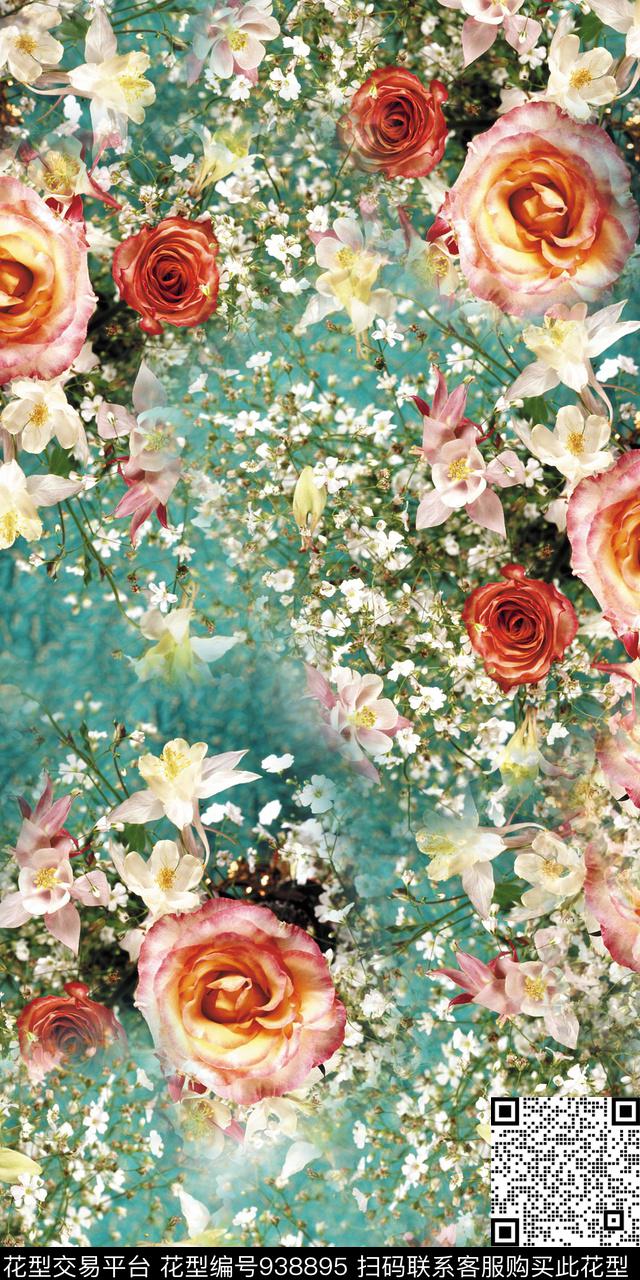 数码华亿平台花卉满版散花数码印花华亿平台下载（图片编号: 938895） - 瓦栏（Walan）