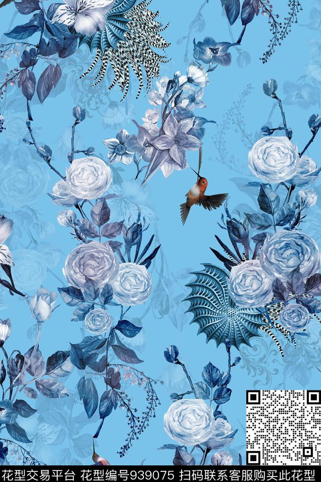 3D立体花卉大牌风数码印花华亿平台下载（图片编号: 939075） - 瓦栏（Walan）