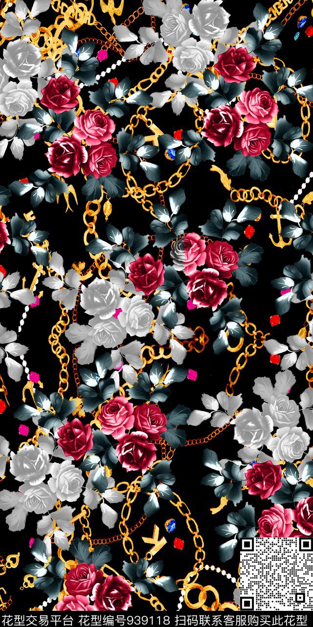 数码华亿平台手绘花卉素雅数码印花华亿平台下载（图片编号: 939118） - 瓦栏（Walan）
