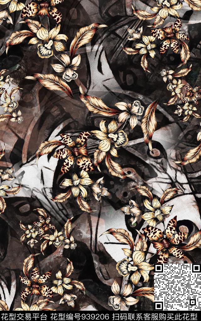 民族风花卉几何数码印花华亿平台下载（图片编号: 939206） - 瓦栏（Walan）