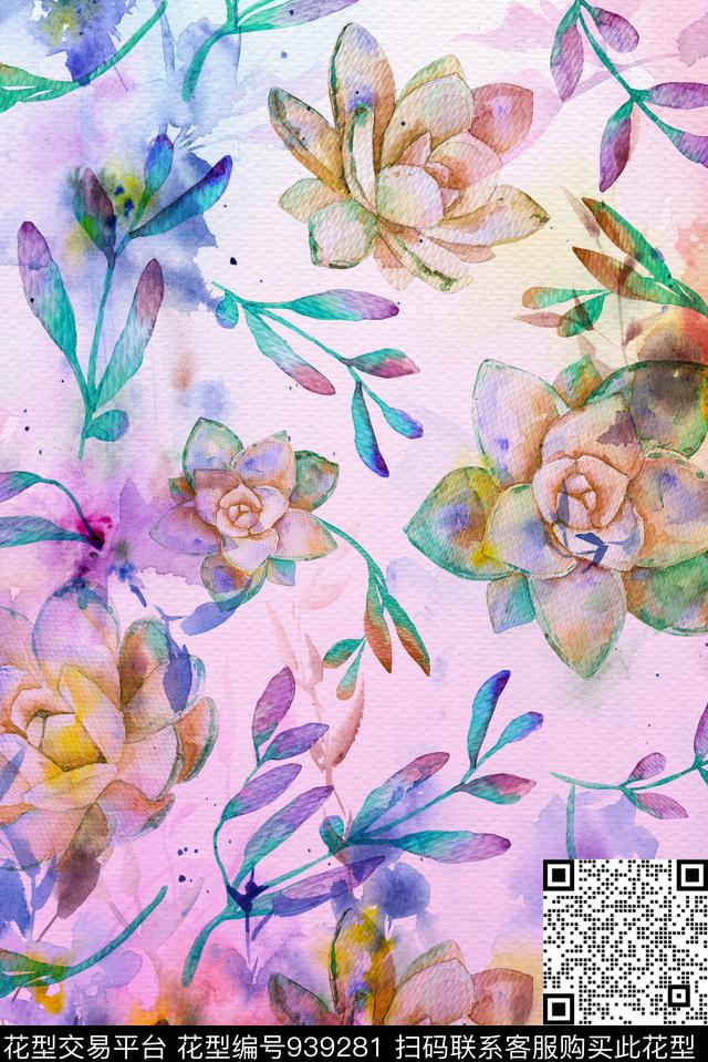 数码华亿平台渐变花卉数码印花华亿平台下载（图片编号: 939281） - 瓦栏（Walan）