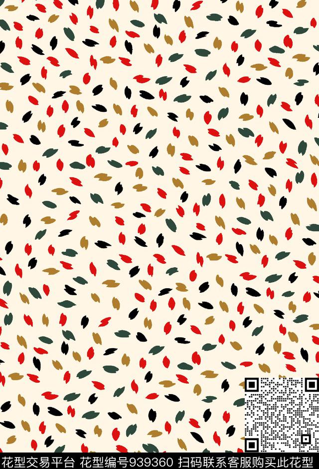 可爱黑底花卉小碎花传统印花华亿平台下载（图片编号: 939360） - 瓦栏（Walan）