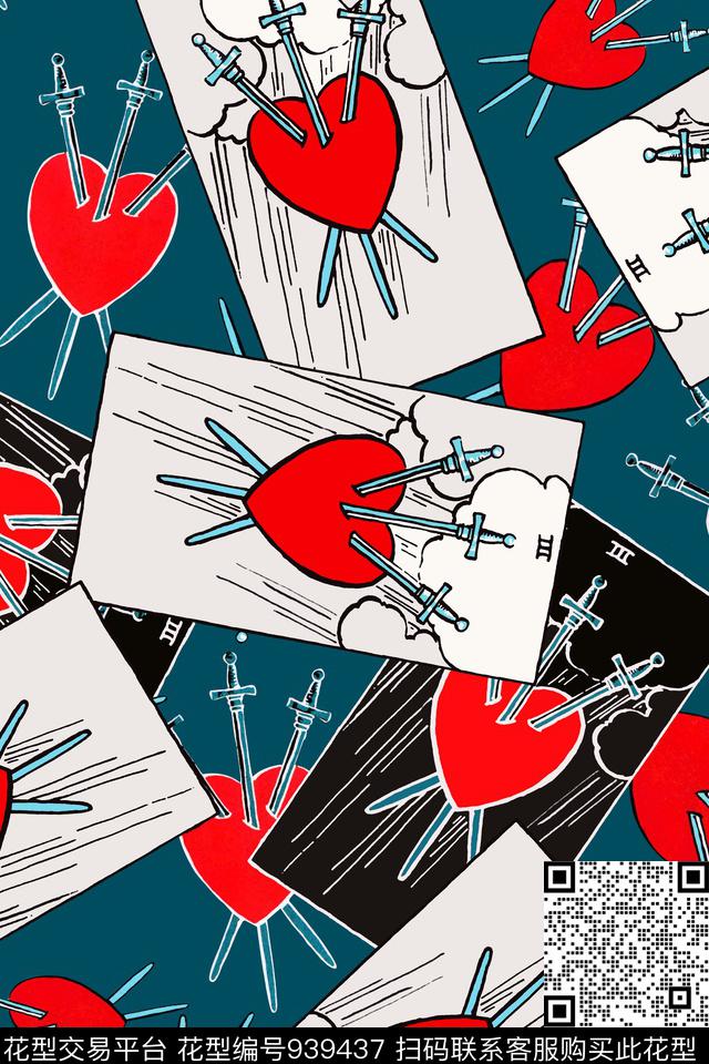 趣味男装塔罗牌数码印花华亿平台下载（图片编号: 939437） - 瓦栏（Walan）