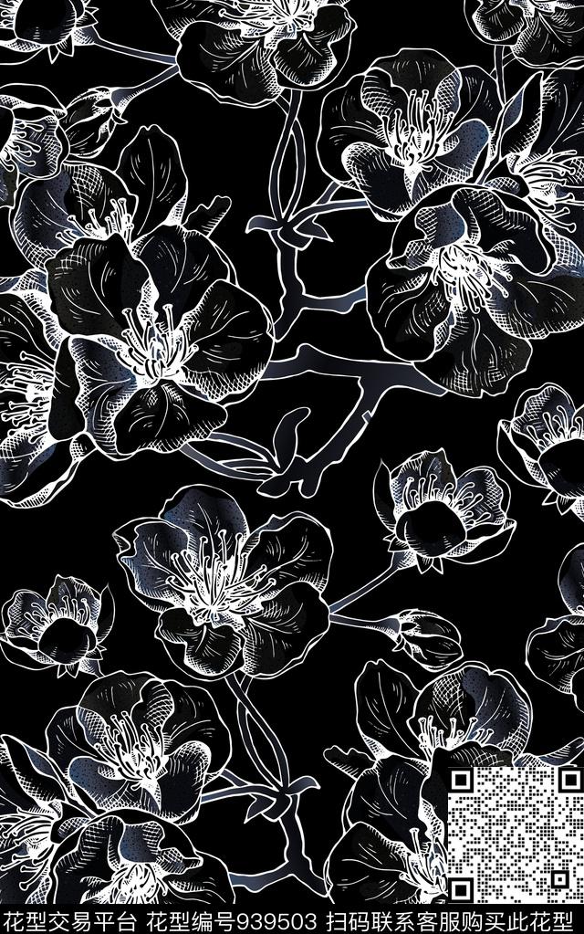 民族风数码华亿平台花卉数码印花华亿平台下载（图片编号: 939503） - 瓦栏（Walan）