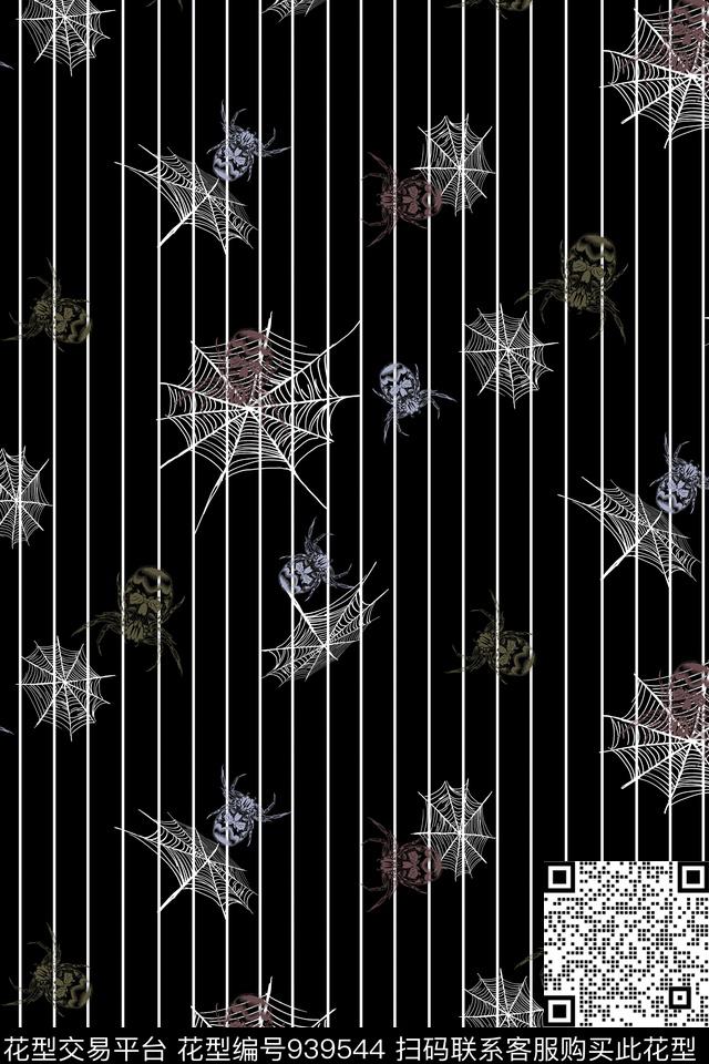 蜘蛛格子条纹数码印花华亿平台下载（图片编号: 939544） - 瓦栏（Walan）