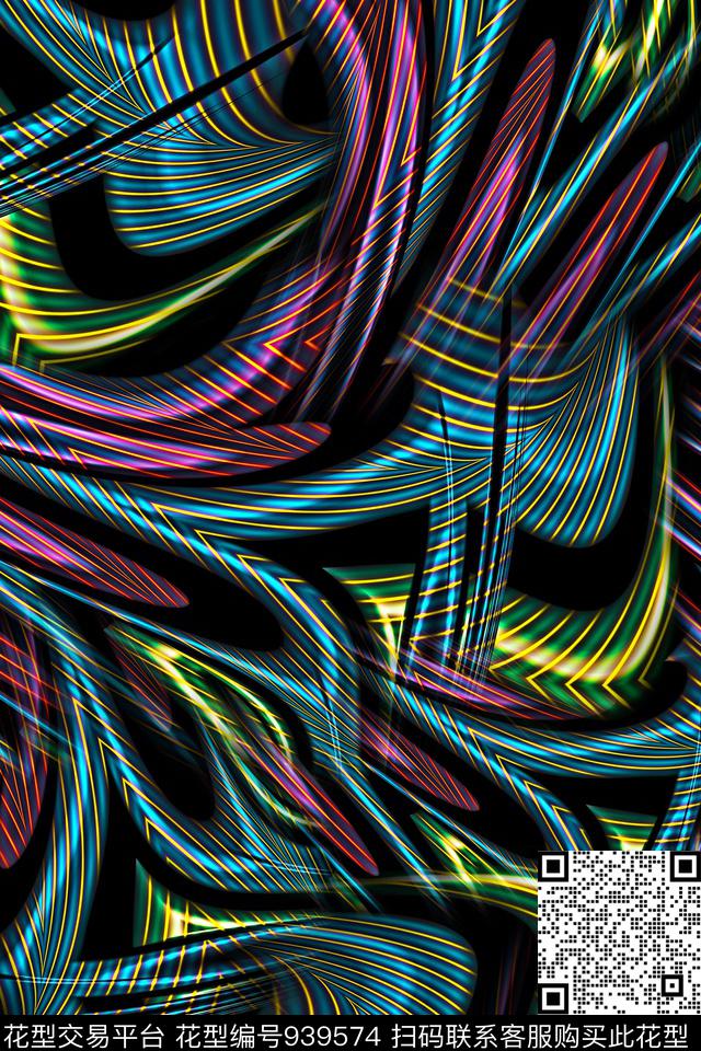 分形抽象几何数码印花华亿平台下载（图片编号: 939574） - 瓦栏（Walan）