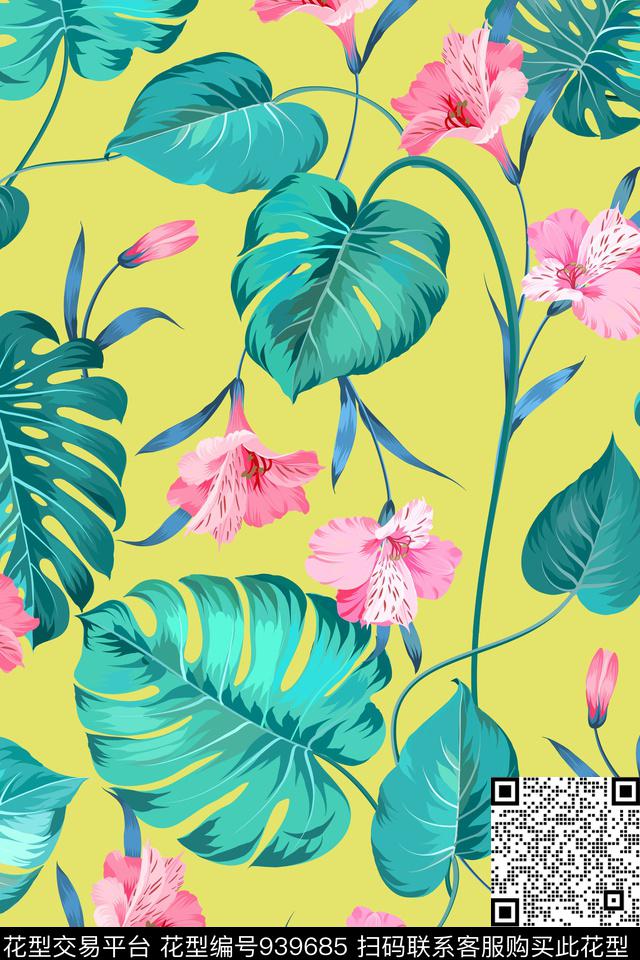 手绘花卉秋冬华亿平台女装数码印花华亿平台下载（图片编号: 939685） - 瓦栏（Walan）