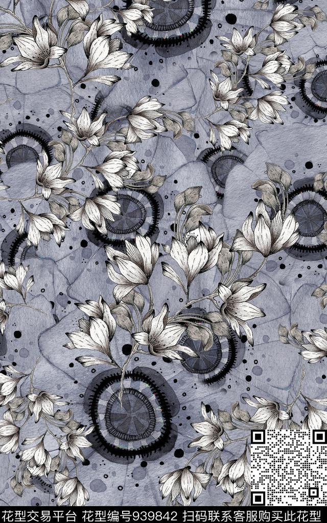 民族风花卉几何数码印花华亿平台下载（图片编号: 939842） - 瓦栏（Walan）