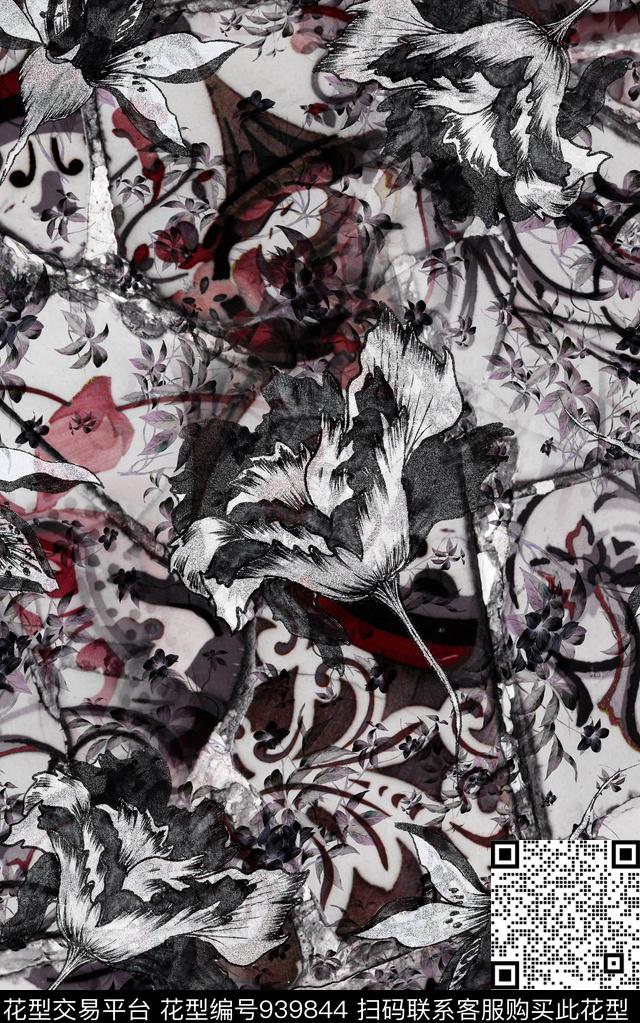 民族风花卉几何数码印花华亿平台下载（图片编号: 939844） - 瓦栏（Walan）