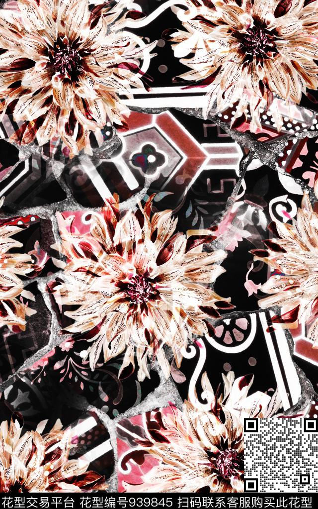 民族风几何复古数码印花华亿平台下载（图片编号: 939845） - 瓦栏（Walan）