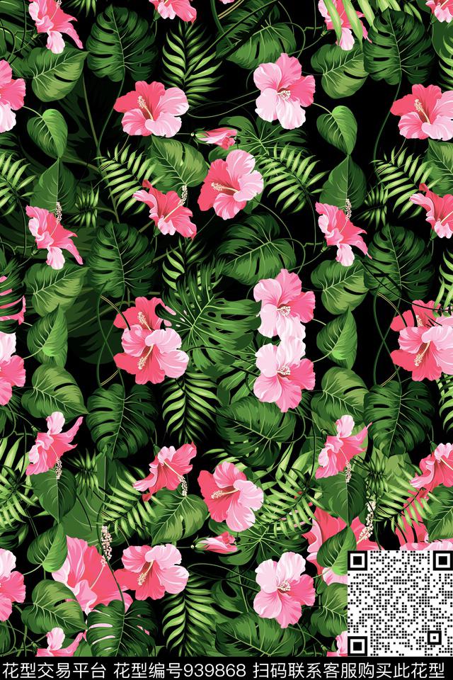 藤蔓数码华亿平台鲜花数码印花华亿平台下载（图片编号: 939868） - 瓦栏（Walan）