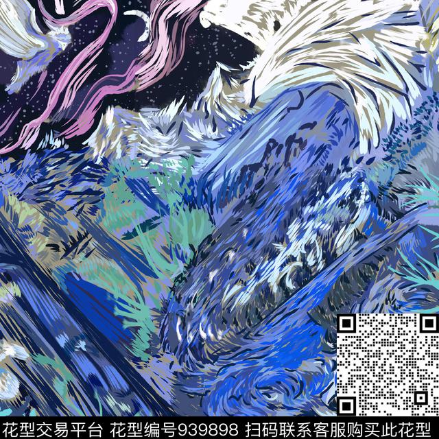 线条抽象几何数码印花华亿平台下载（图片编号: 939898） - 瓦栏（Walan）