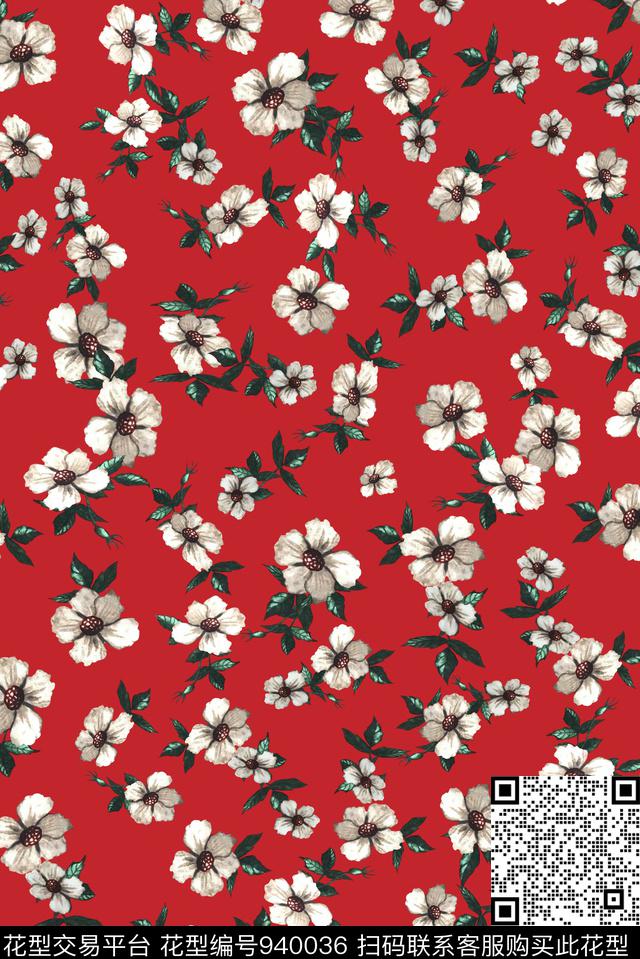 民族风手绘花卉小碎花数码印花华亿平台下载（图片编号: 940036） - 瓦栏（Walan）