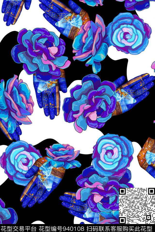 炫彩手大牌风数码印花华亿平台下载（图片编号: 940108） - 瓦栏（Walan）