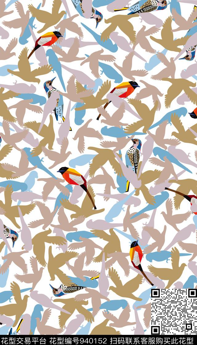 鸟长巾迷彩数码印花华亿平台下载（图片编号: 940152） - 瓦栏（Walan）