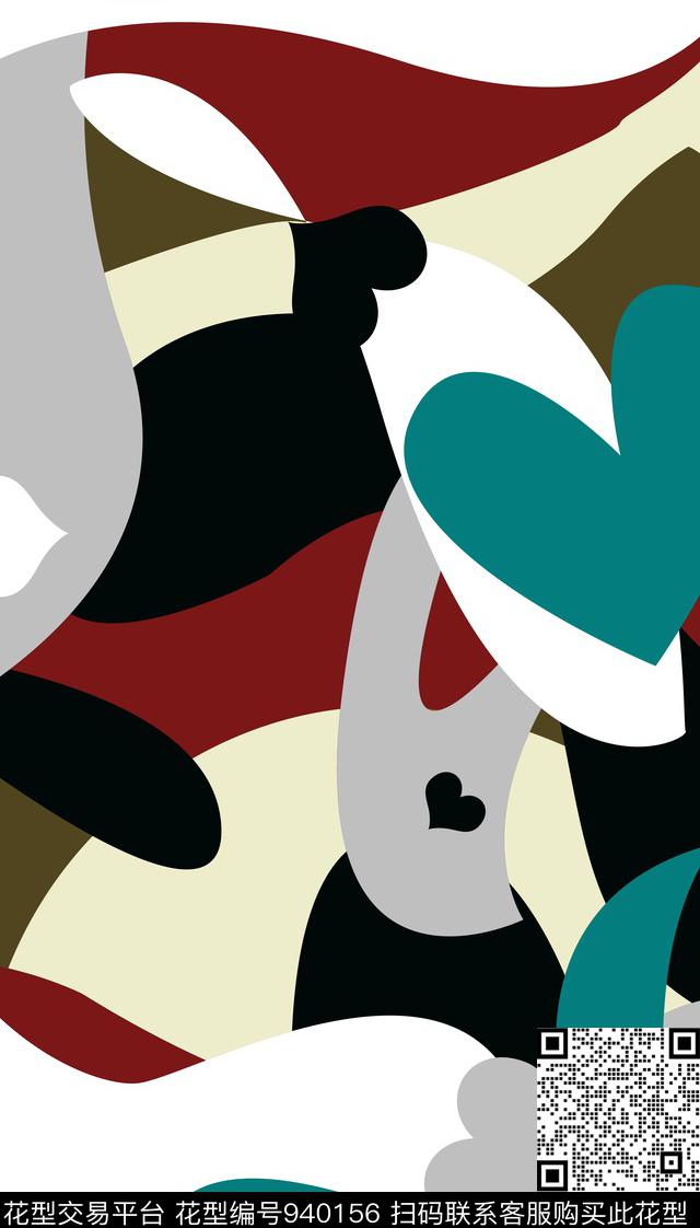 抽象长巾几何数码印花华亿平台下载（图片编号: 940156） - 瓦栏（Walan）