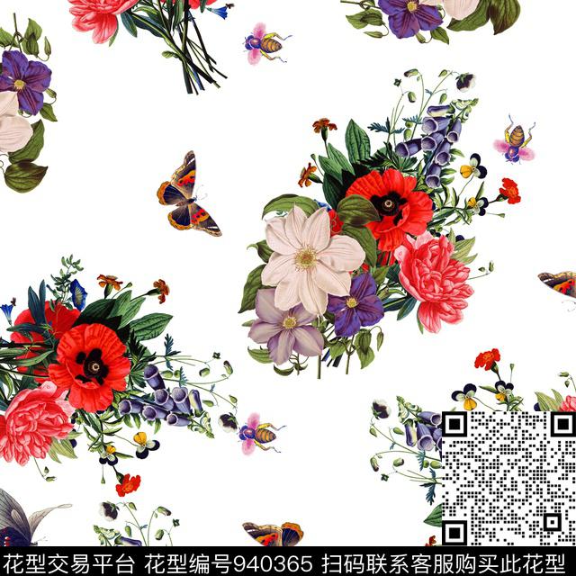 数码华亿平台花卉大牌风数码印花华亿平台下载（图片编号: 940365） - 瓦栏（Walan）