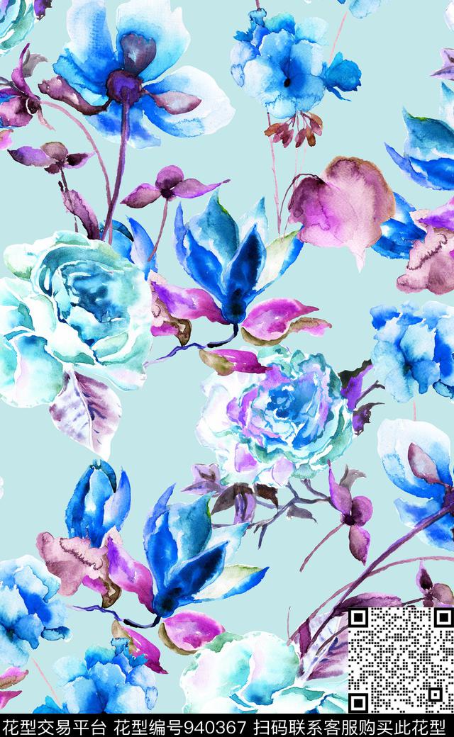 数码华亿平台植物素雅数码印花华亿平台下载（图片编号: 940367） - 瓦栏（Walan）