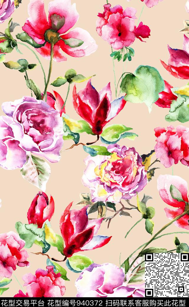 数码华亿平台植物素雅数码印花华亿平台下载（图片编号: 940372） - 瓦栏（Walan）