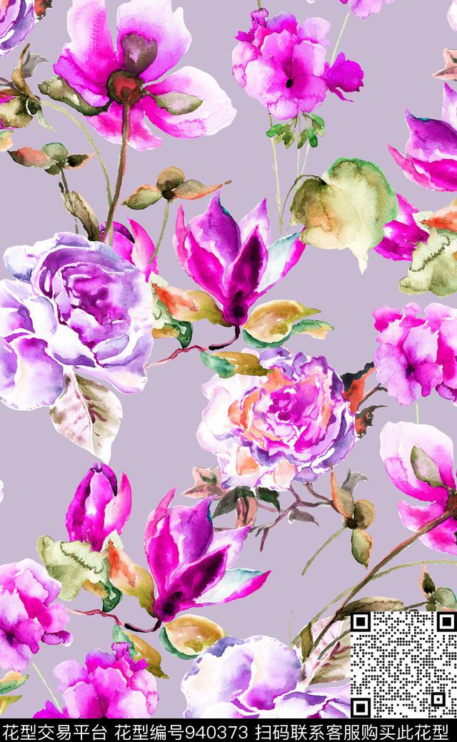 数码华亿平台植物素雅数码印花华亿平台下载（图片编号: 940373） - 瓦栏（Walan）