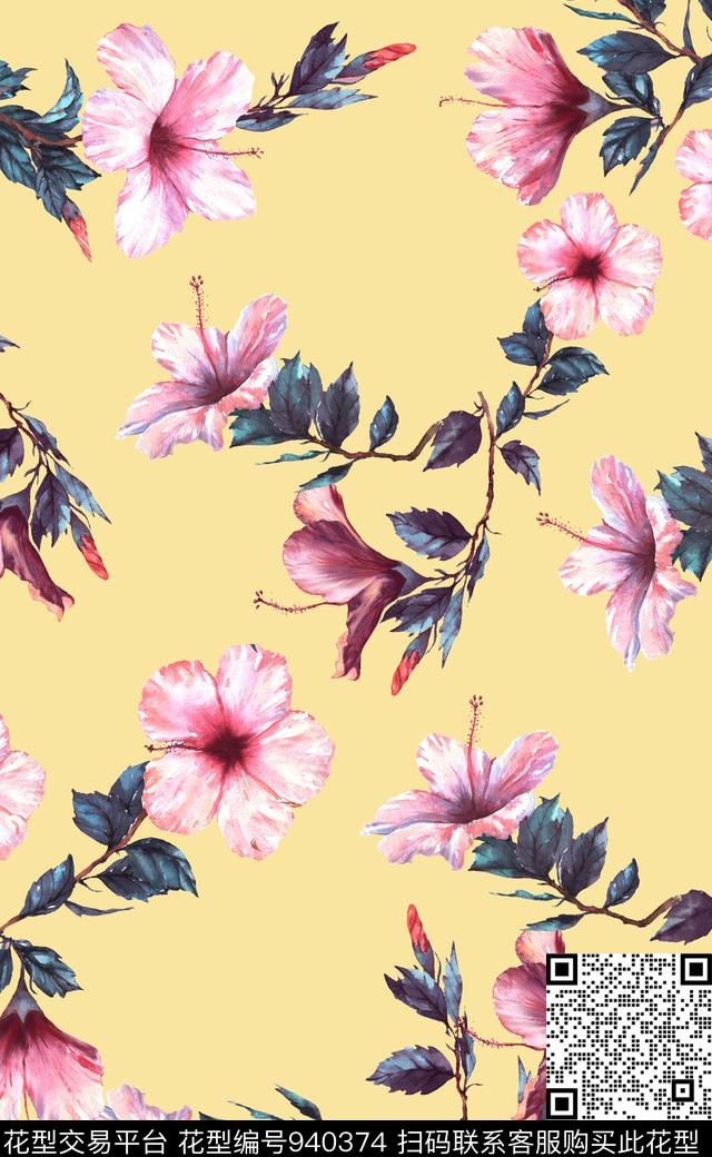数码华亿平台植物素雅数码印花华亿平台下载（图片编号: 940374） - 瓦栏（Walan）