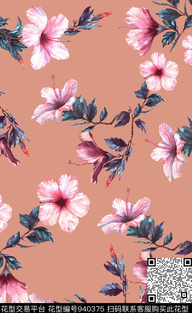 数码华亿平台植物素雅数码印花华亿平台下载（图片编号: 940375） - 瓦栏（Walan）